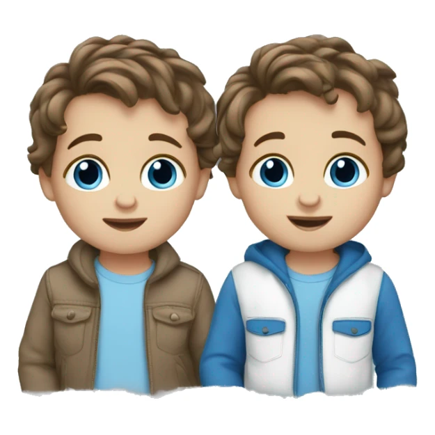 Twin baby boys brown hair blue eyes sticker
