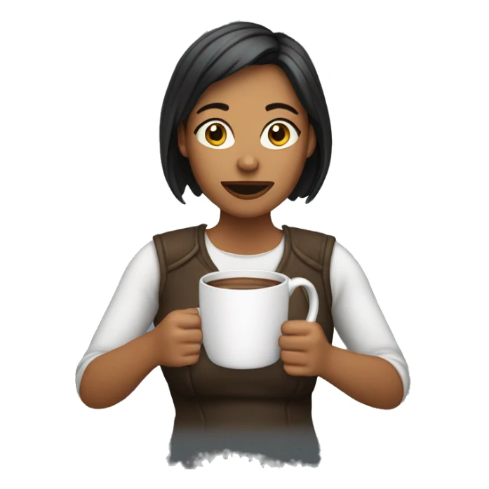 woman holding a mug sticker