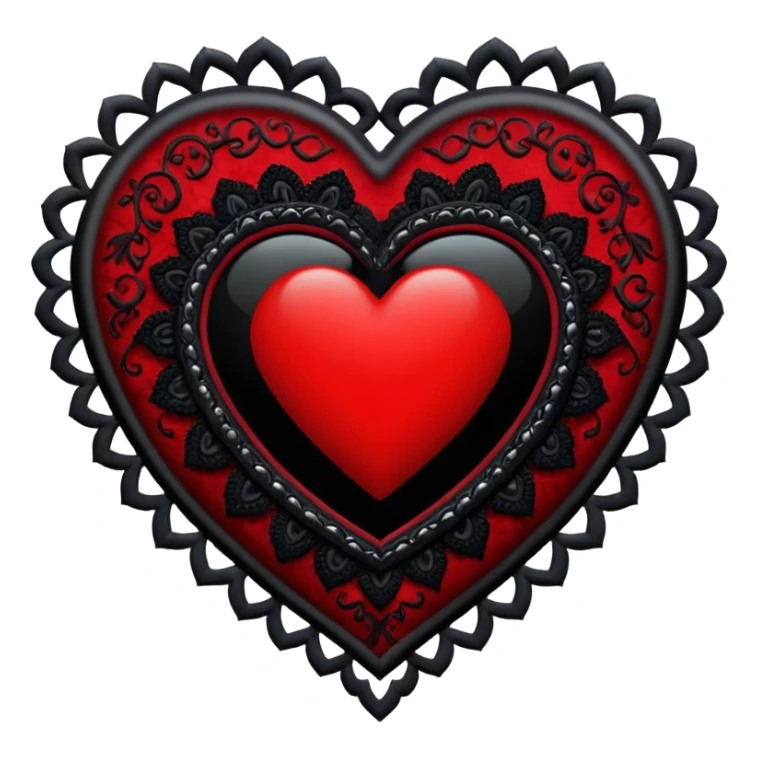 goth heart with a black lace heart cameo sticker