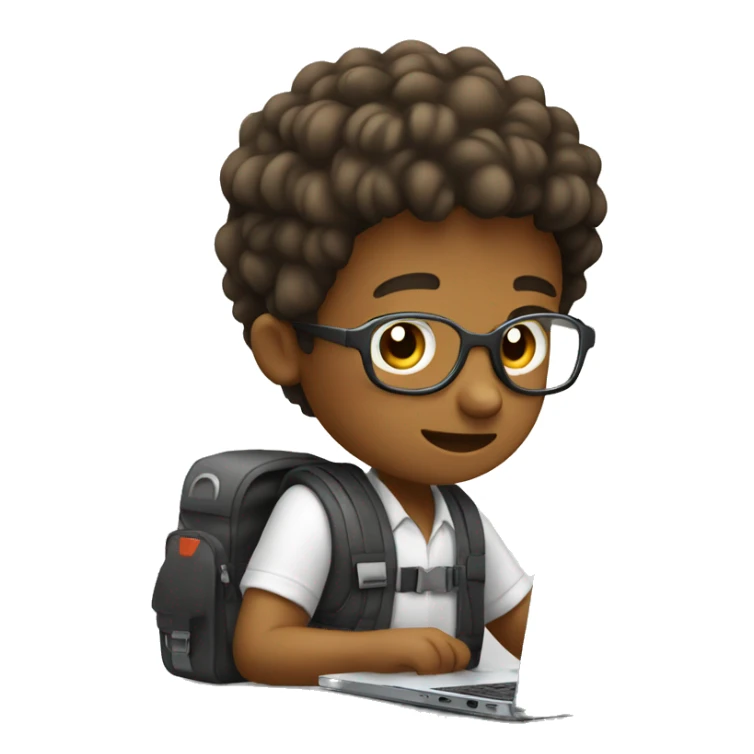 a boy showing working on laptop and in laptop he is coding sticker