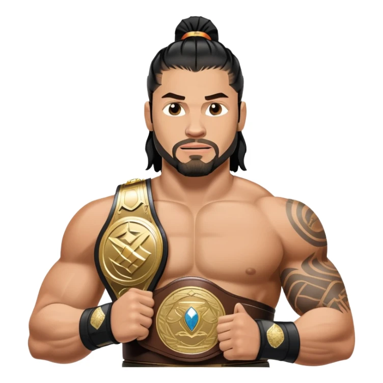 Roman Reigns WWE wrestler with championship belt sticker