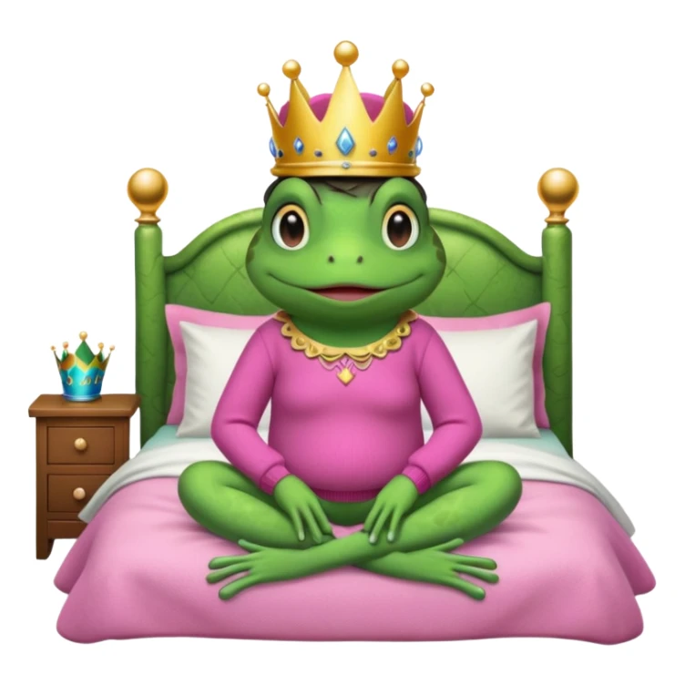 Princesse frog in her bedroom with pink sweater sticker