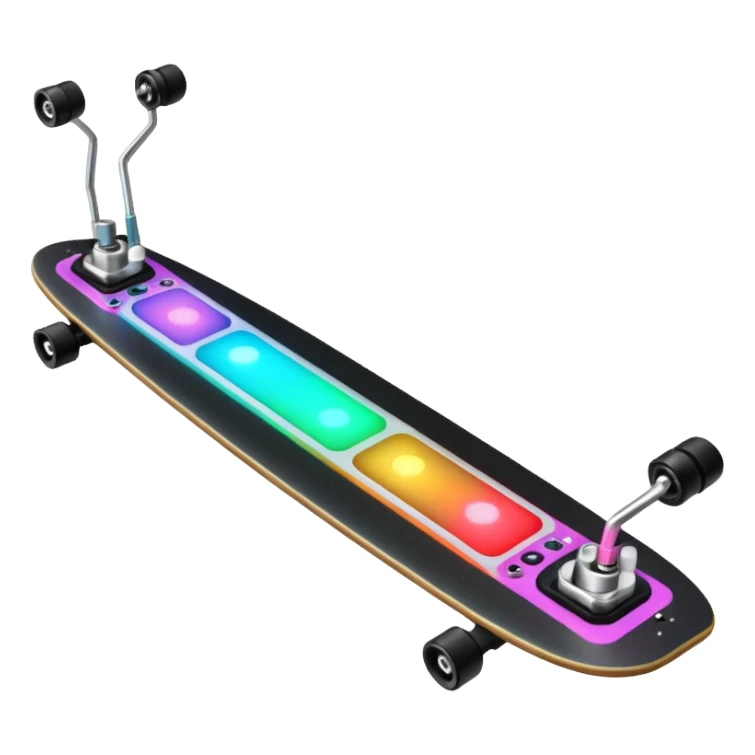 A longboard DJ mixer with faders, EQ knobs, and colorful LEDs.
 sticker