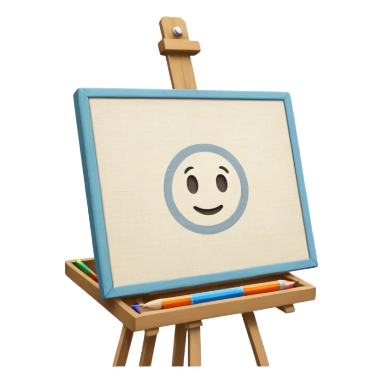 Canvas with pencil sketch,canvas on easel sticker