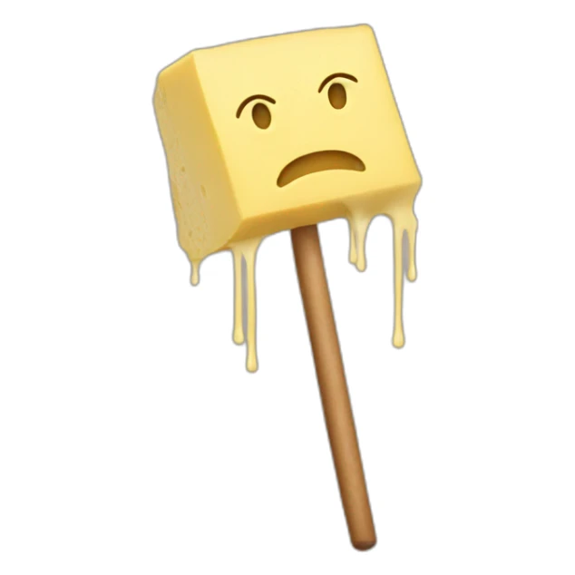 A butter stick with arms and legs that is very sad sticker