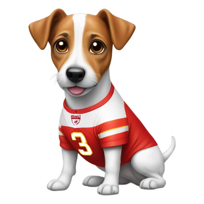 Jack Russell dog in Chiefs shirt sticker