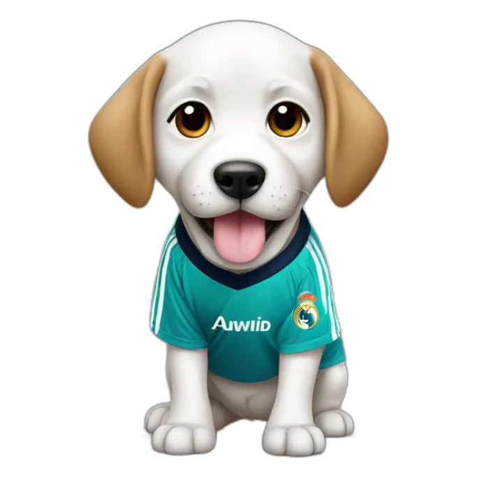 Puppy with a real madrid shirt sticker