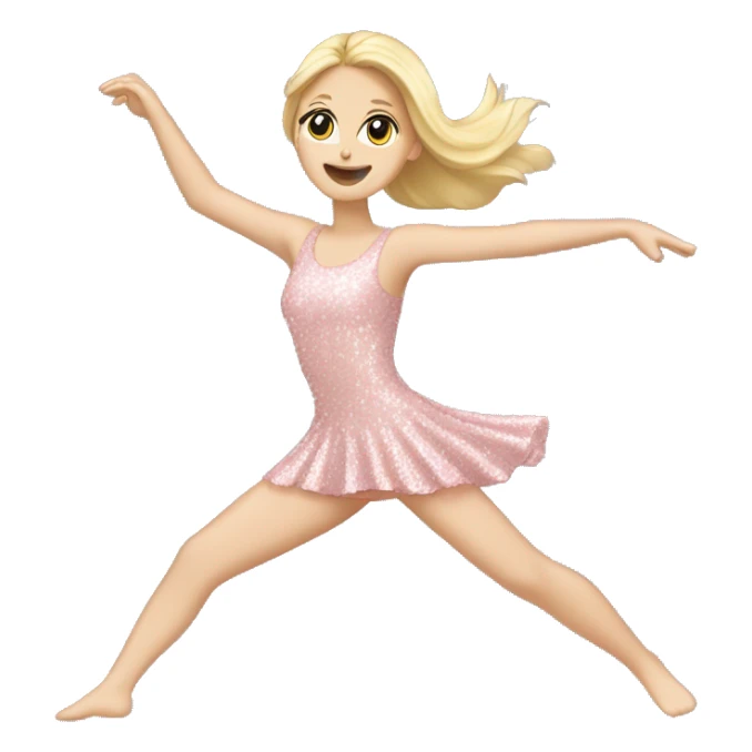 blonde white girl in light pink sequins dress doing a cartwheel sticker