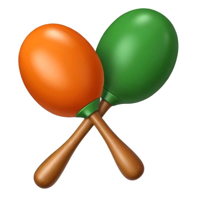 Green-and-orange maracas with glossy finish and thick handles.



 sticker