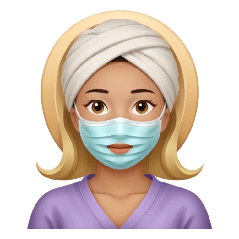 Lady with face mask spa beauty full face relaxing sticker