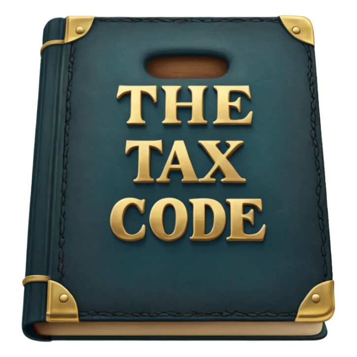 a huge book closed with thousands of pages called "the tax code" sticker