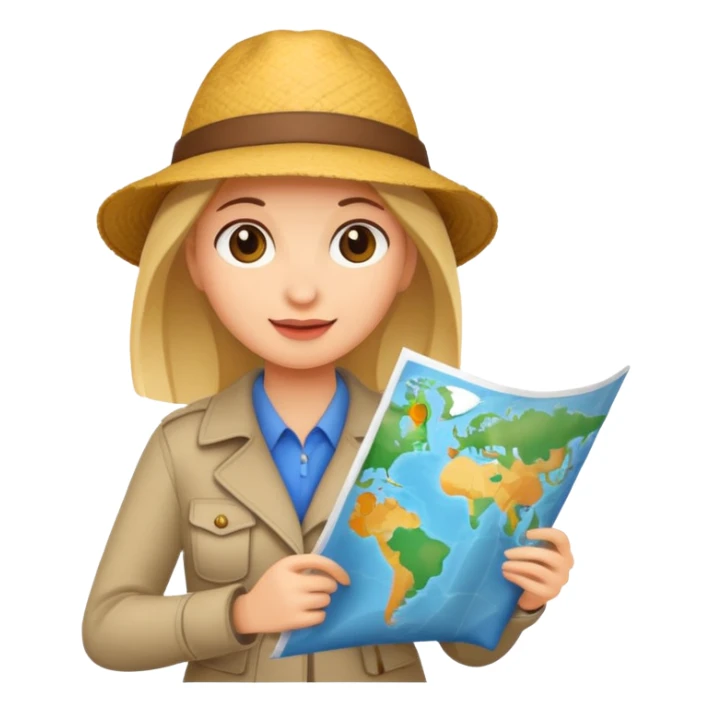 tourist woman holding map sticker