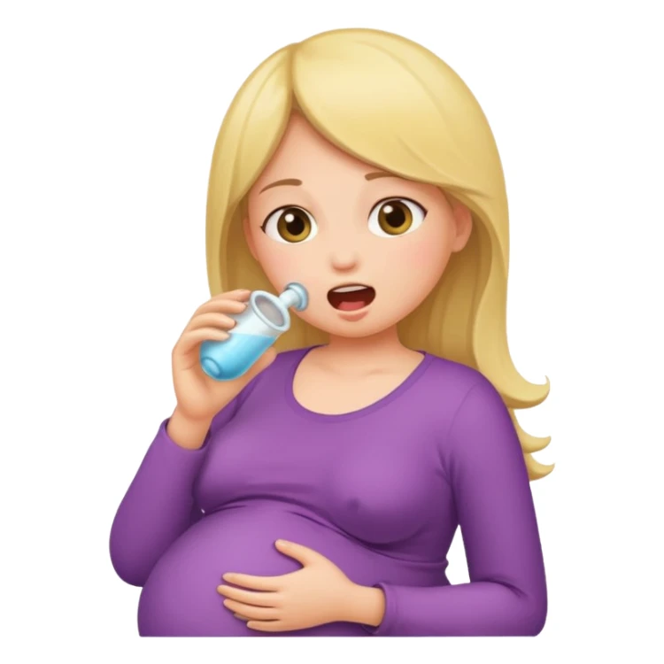 Pregnant women swallowing girl sticker