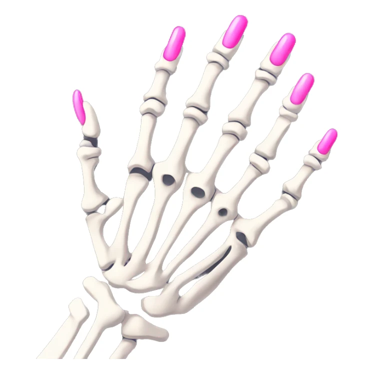 Skeleton hand 5 fingers with pink polish nails minimalistic  sticker