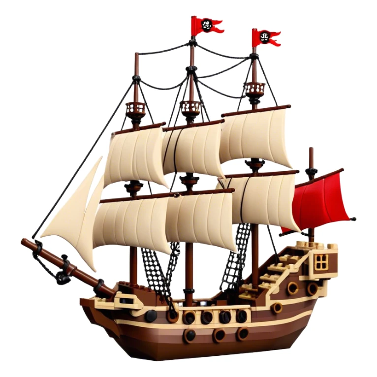 Pirate Ship (Toy) - Lego Pirate Ship (Model Year: 2021) (Iconic colour: Brown with red sails) sticker