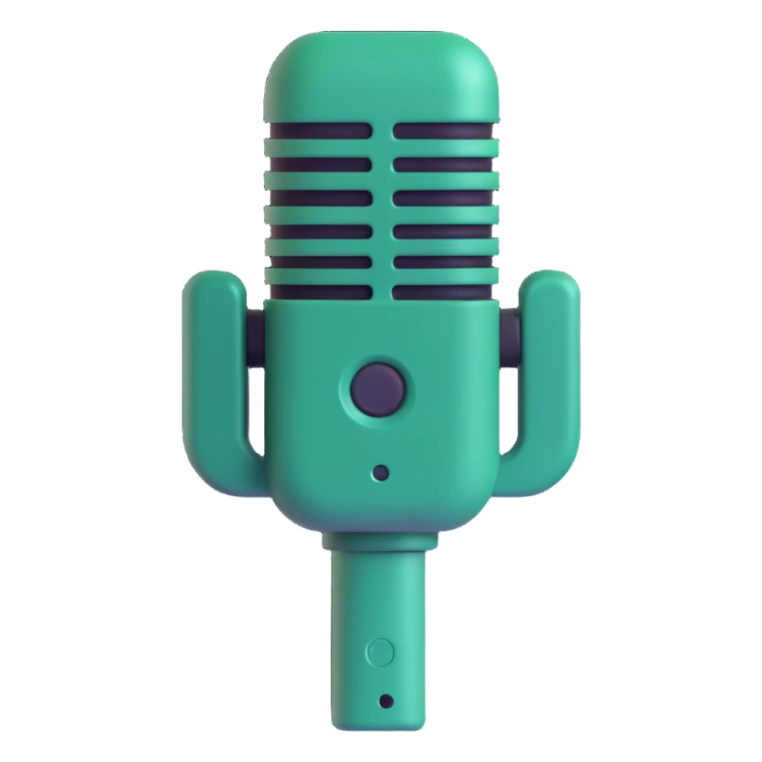dark green radio microphone, front view, simple shapes, 3D emoji style, no text sticker
