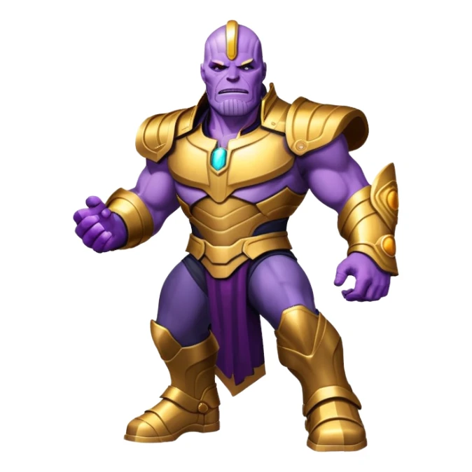 Thanos with purple skin and gold armor sticker