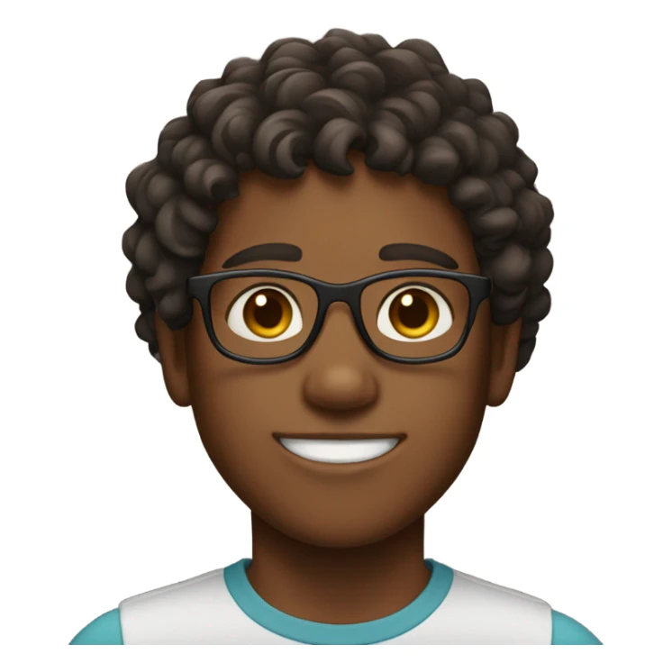 Boy , Brown skin curly brown hair with glasses sticker