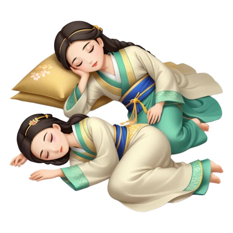 Beautiful girl in Hanfu lying on the ground sleeping sticker