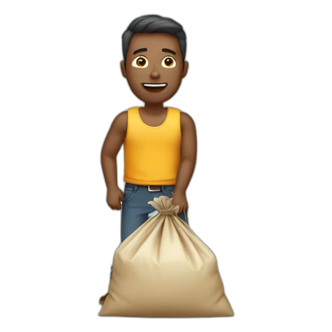 man with overloaded bag with money sticker