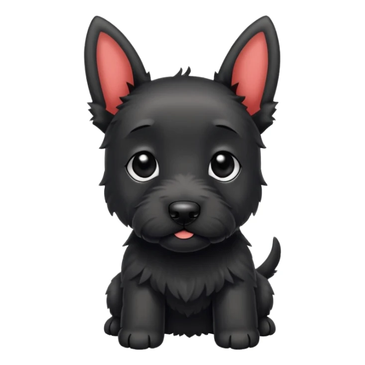 A cute small scotish terroir puppy that has beady black eyes, a non cropped tail and black fur.  sticker