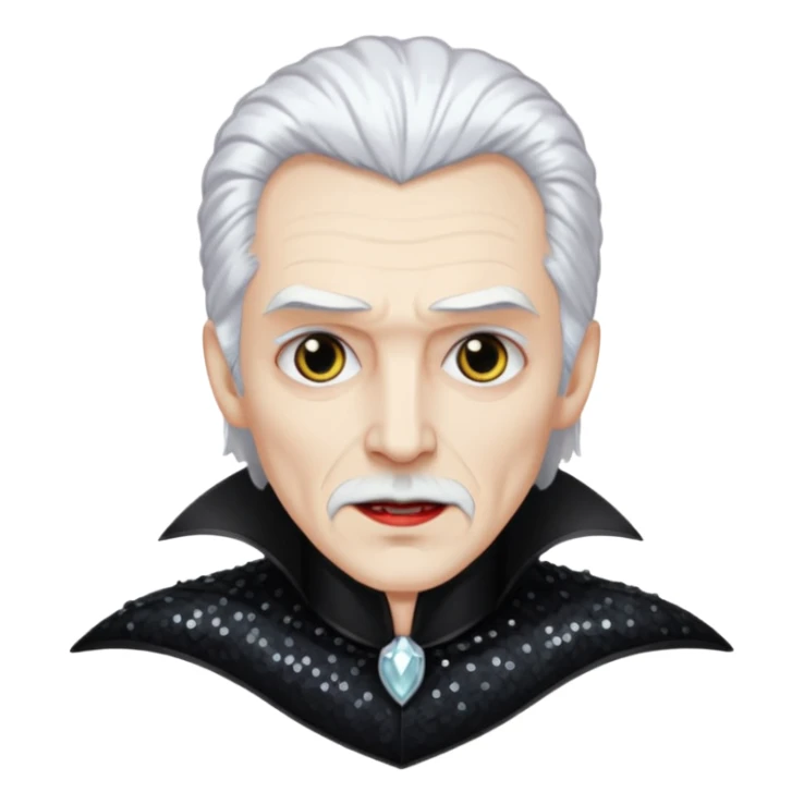 Dracula with white hair, black sequin outfit sticker