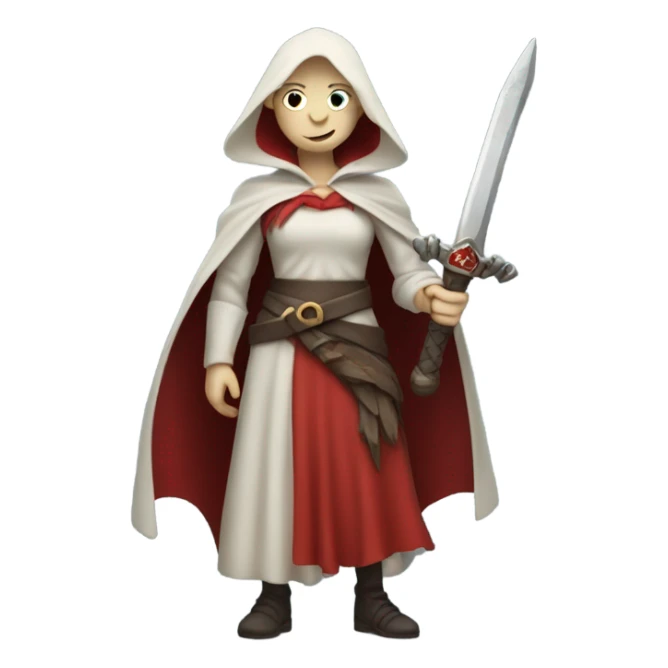 A pale witch who is wearing red and is holding a sword  sticker