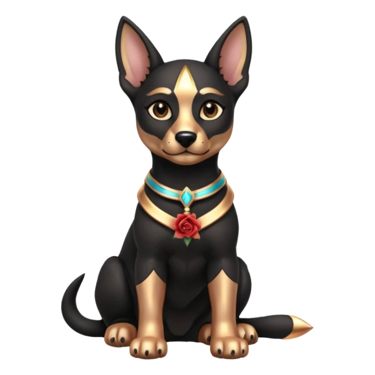  Short-eared Black lapis rose gold beautiful female lap anubis puppy floor statue posed  sticker