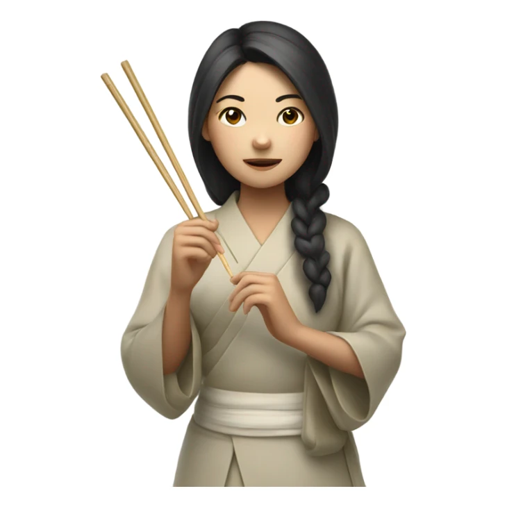 asian girl with chopsticks  sticker