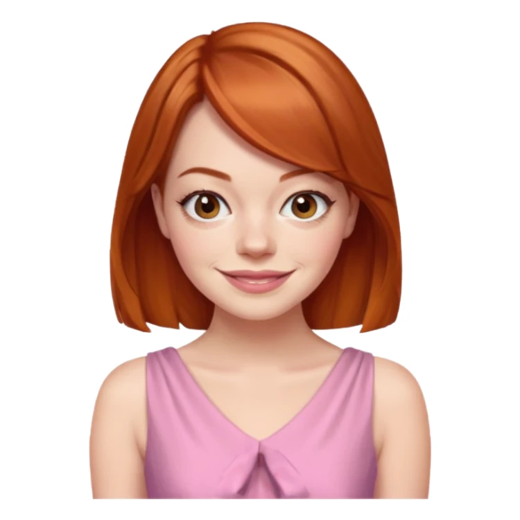 Emma Stone, orange brown hair, pink dress sticker