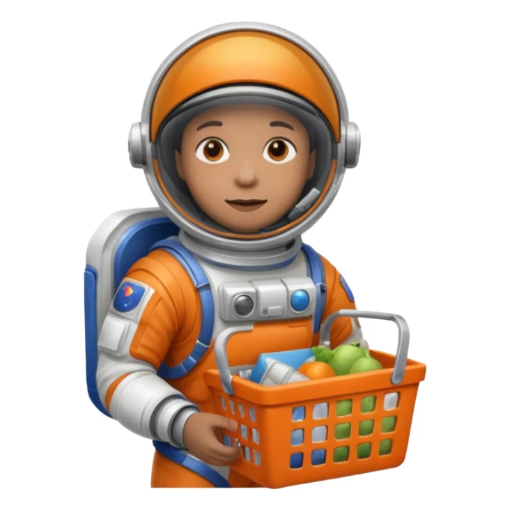 astronauta con canasta para hacer compras vacía sticker