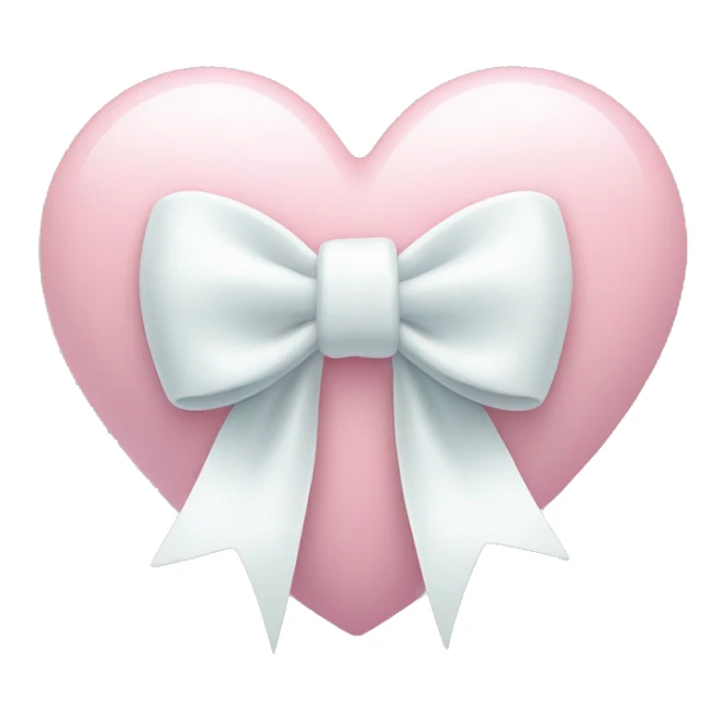 Pastel pink heart with white bow sticker