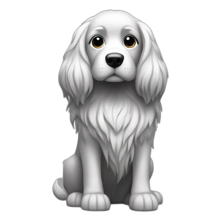 "dog-blackandwhite-longhairbody-barelegs-pointyears-hairyears sticker