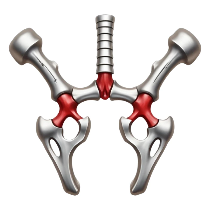 metallic anatomic bones with traces of blood, steel texture, dark dramatic tone, clean background sticker