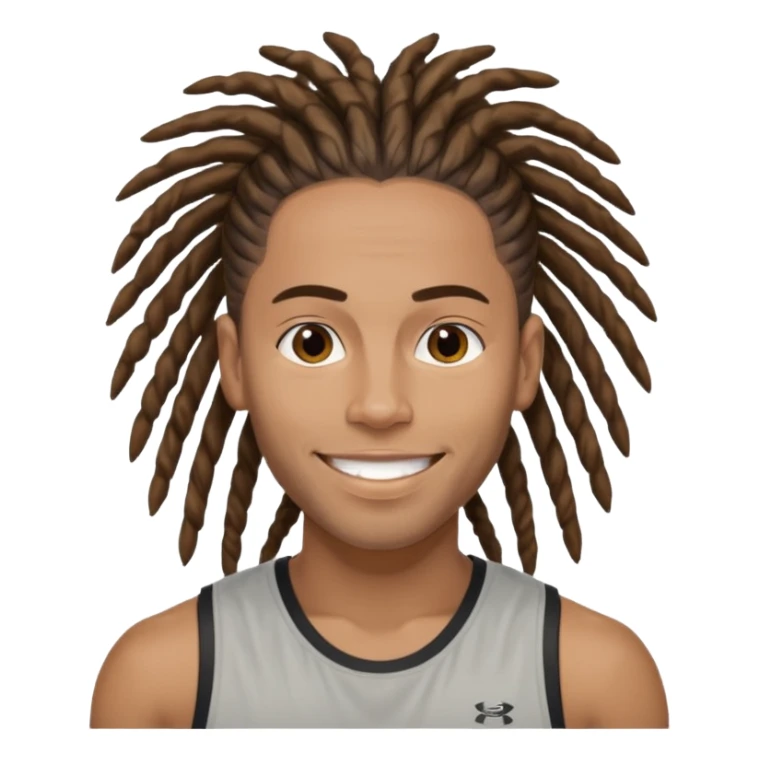 Create an emoji of rey. he has dreadlocks, african american, he's an athlete handsome with a million dollar smile. he's also a strength coach who values performance training sticker