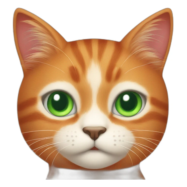 Cute red cat with green eyes and white spots on his face sticker