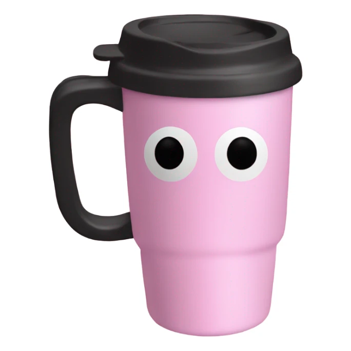 pink travel mug with a handle - no face sticker