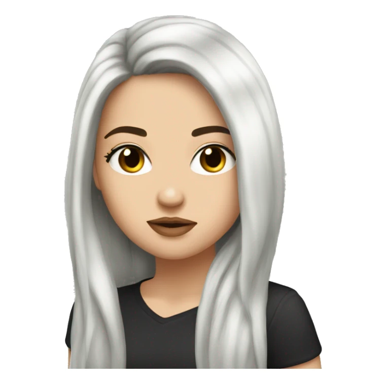 White girl long dark hair kissy face  sticker