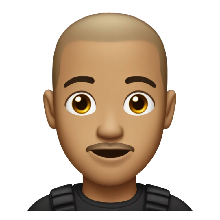 Light skin black man with buzz cut with black goatee beard covering his chin with a broad head and slim face with big lips and flared up nose and ears pointing outwards sticker