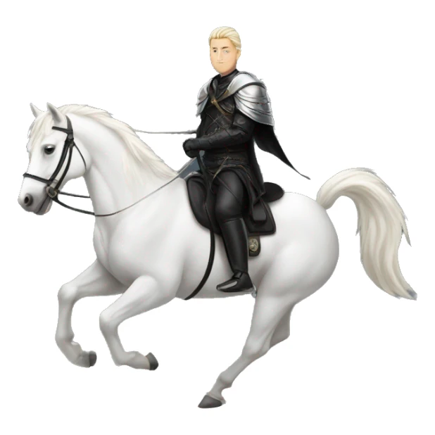 warrior in black suit riding on a white horse sticker