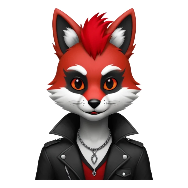 Anthropomorphic Anthro Furry punky gothic black white and red badass cool stylish handsome smexy Animal-furry-fursona sticker