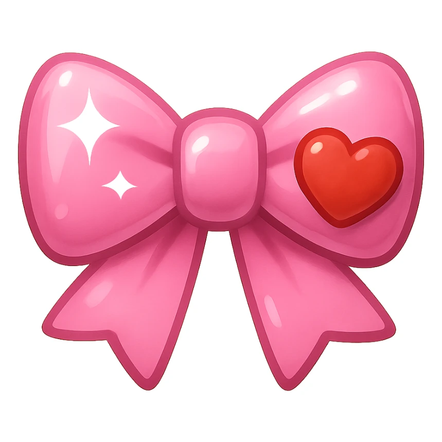 bow emoji, cute and shiny, with a heart accent sticker