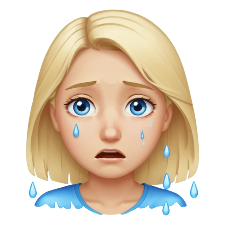 Make a girl with blond hair blue eyes cry super hard  sticker