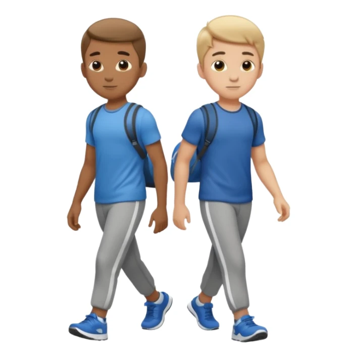 two boys walking, wearing gym clothes, full body sticker