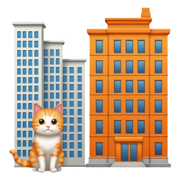 a cat that is 90 feet tall next to a building sticker