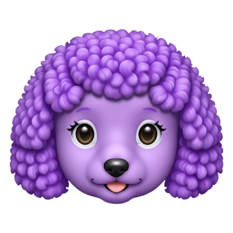 Make an emoji of a purple poodle face. sticker