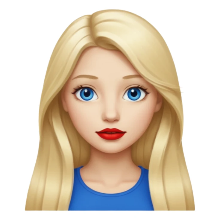 Long hair blonde girl red l;ipstick  sticker