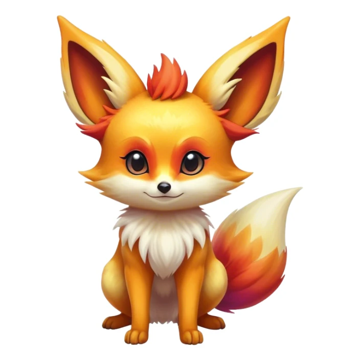 Shiny Vibrant Colorful Iridescent Fennekin-Eevee-creature-hybrid sticker