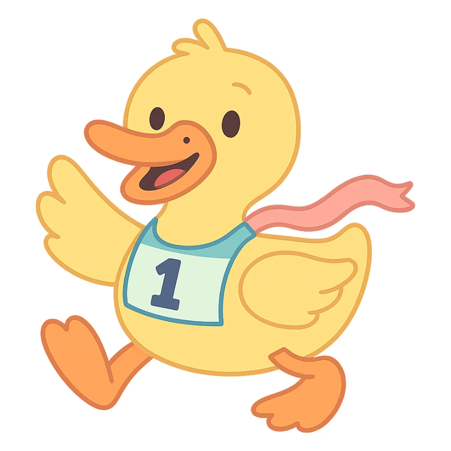 cartoon duck for a duck race in pastel toon style sticker