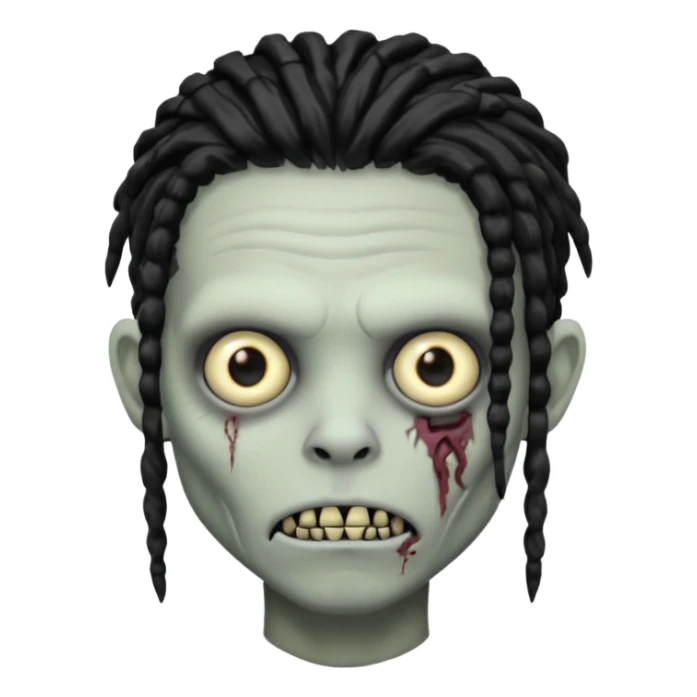 Grey pale skinned zombie boy skin so with black dreadlocks. Nose and ear piercings. Emo. sticker